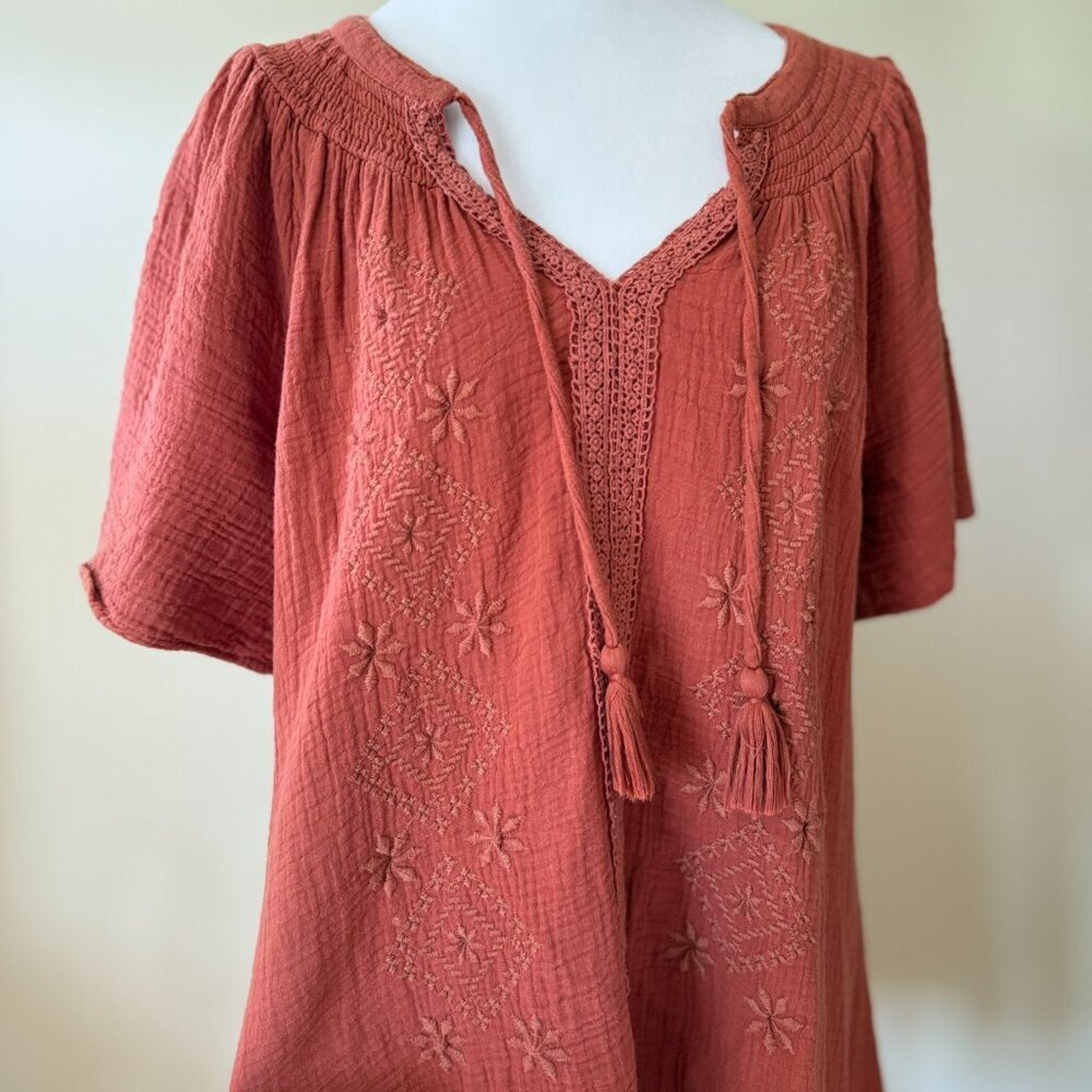 Lucky Brand Dress Womens Medium Cowgirl Core Western Floral Embroidered - Picture 4 of 7